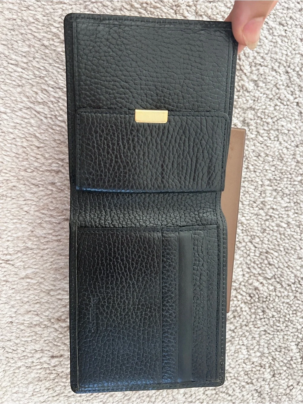 Burberry Black Textured Leather Men's Wallet with Signature Detail